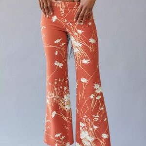 Urban Outfitters Y2K Style Low Rise Orange White Floral Flare Pants L